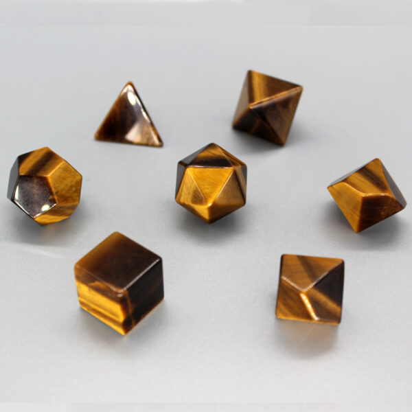 Customizable Tiger's Eye DND Polyhedral Dice Set