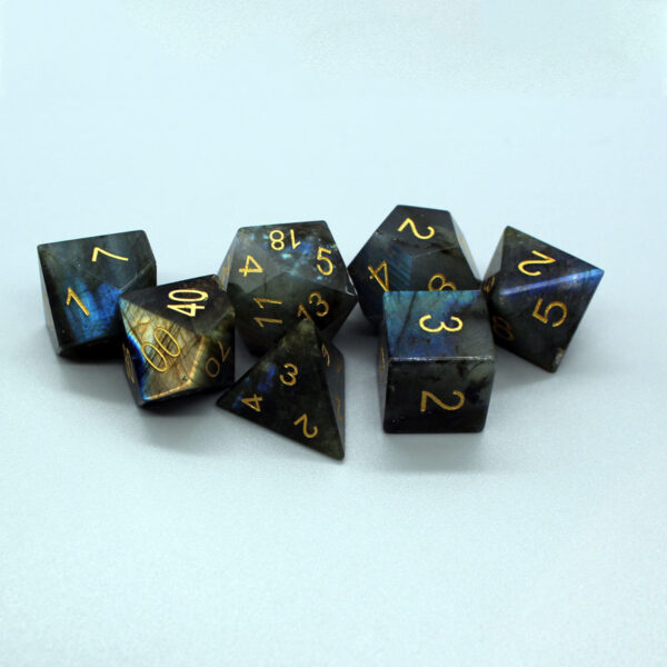 Customizable Labradorite DND Polyhedral Dice Set