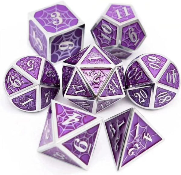 Customizable Spider Purple Zinc Alloy DND Dice Set