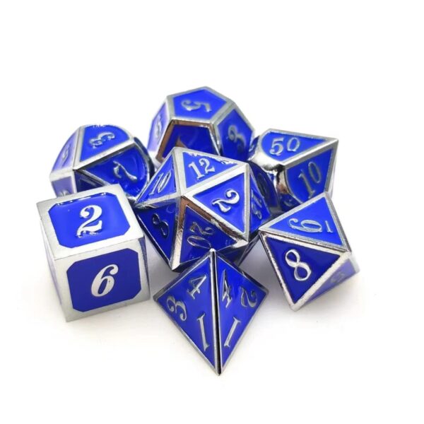 Customizable Deep Blue Zinc Alloy DND Dice Set