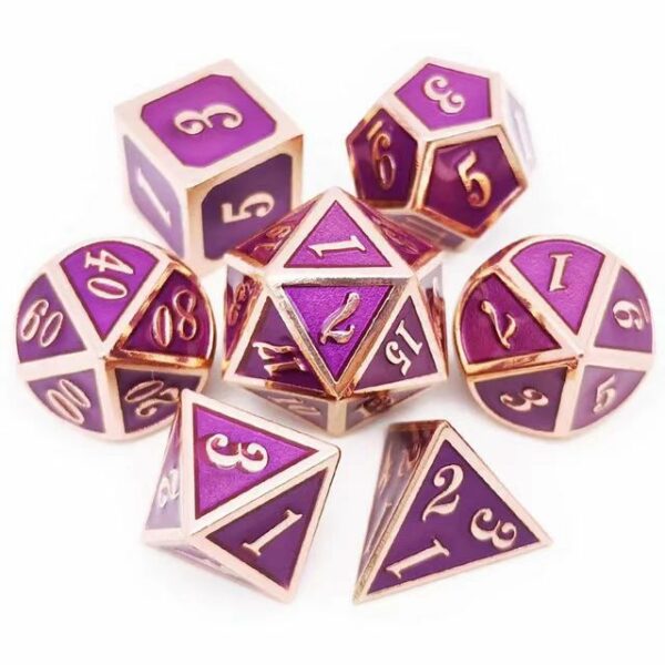 Customizable Red Copper and Purple Zinc Alloy DND Dice Set