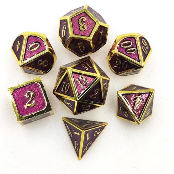 Gold Edged Purple Zinc Alloy DND Dice Set