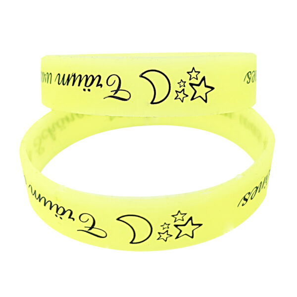 Fluorescent Pink Glow-in-the-Dark Silicone Wristband with Single-Color Printing