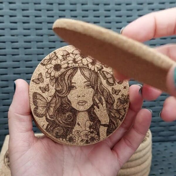 Laser-Etched Natural Wood Coaster