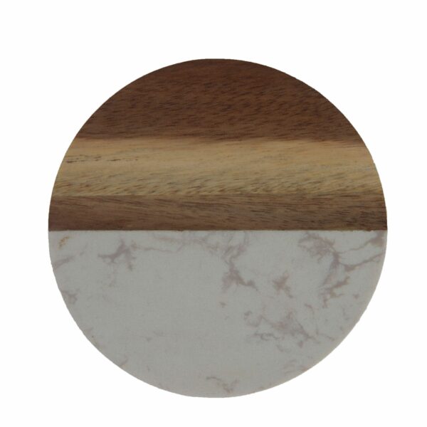 Round Marble and Wood Heat-Resistant Coaster