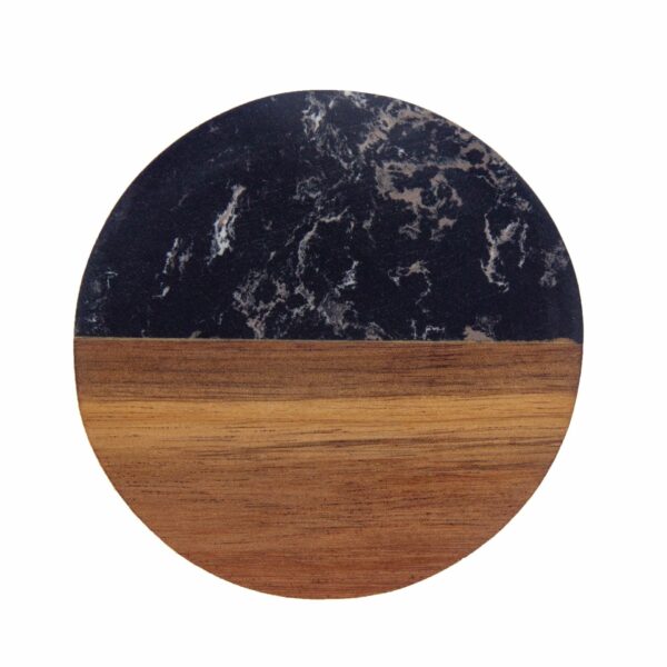 Round Marble and Wood Heat-Resistant Coaster