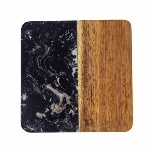 Square Marble and Wood Insulated Non-Slip Coaster