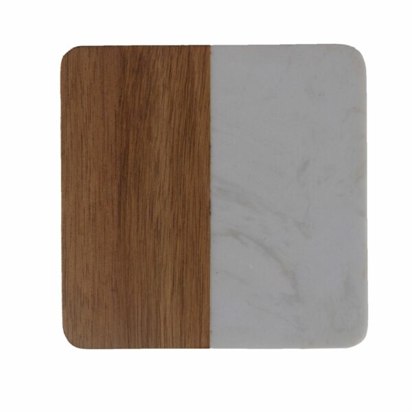 Square Marble and Wood Insulated Non-Slip Coaster