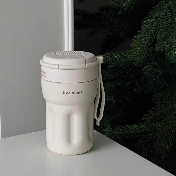 Fashionable 12oz Insulated Coffee Cup with Straw