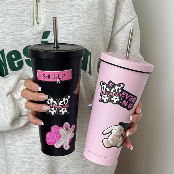 Double-Walled Insulated 25oz Cup with Straw