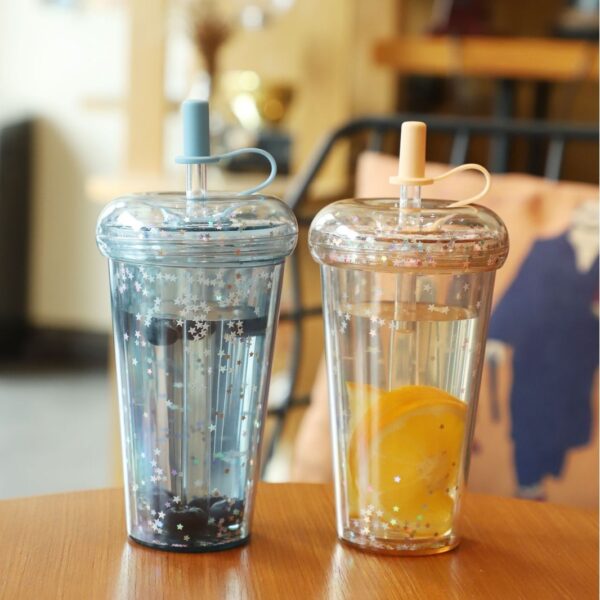 Double-Walled 15oz Insulated AS Straw Cup