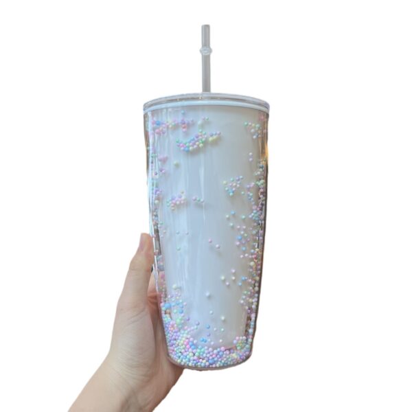 Double-Layer Large Capacity PS Cup with Straw