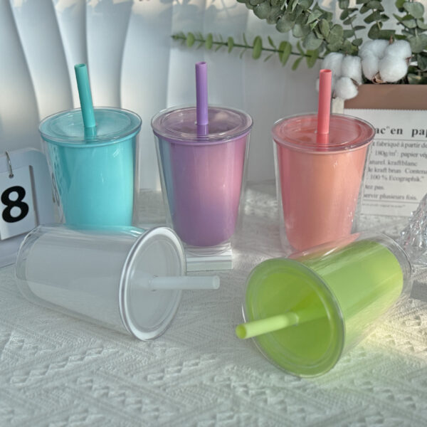 Double-Layer PS Straw Cup in 24oz