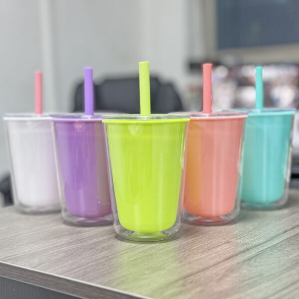 Double-Layer PS Straw Cup in 24oz