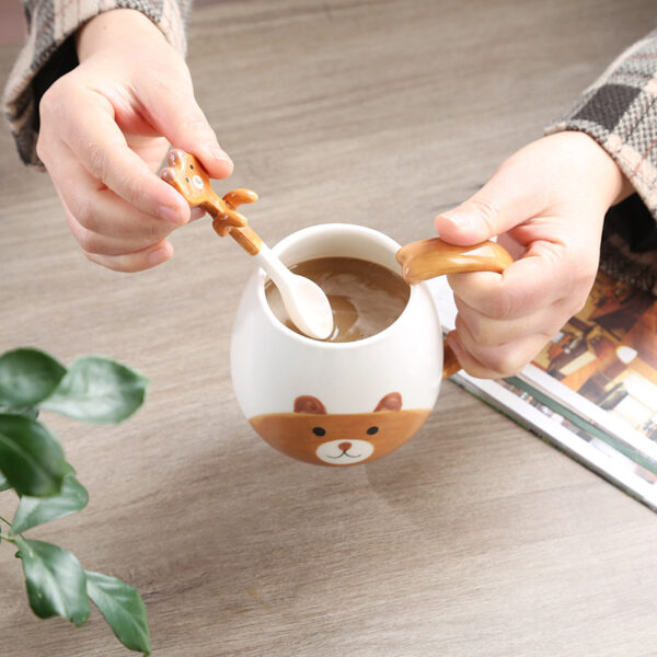 Bear Design Ceramic Mug with Spoon