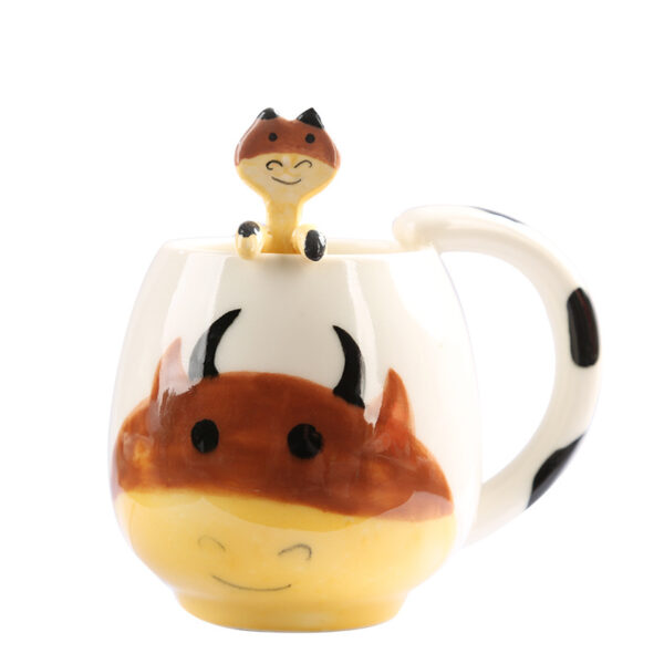 Cow Design Ceramic Mug with Spoon