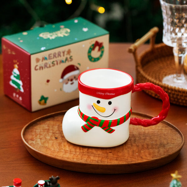 Snowman Stocking-Shaped Ceramic Mu