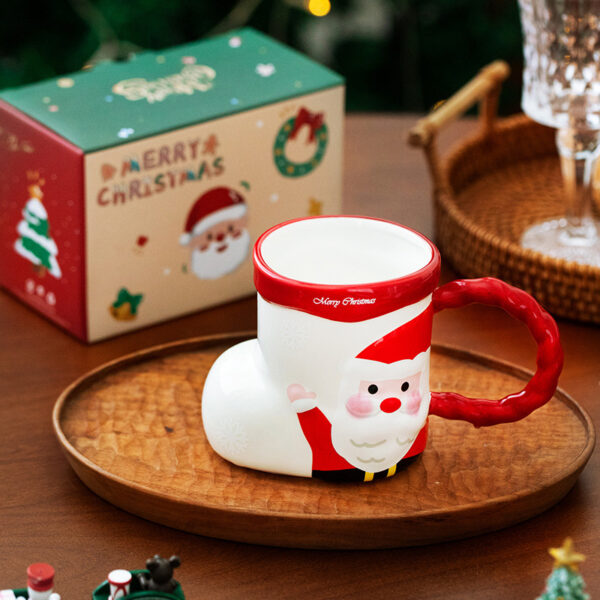 Santa Claus Stocking-Shaped Ceramic Mug