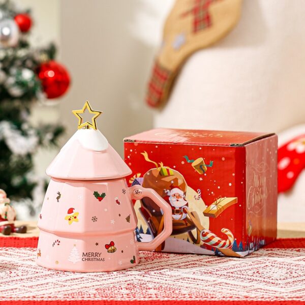 Pink Christmas Tree-Shaped 15-Ounce Coffee Mug