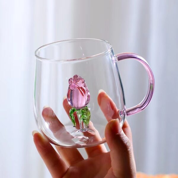 Creative 12-Ounce 3D Rose Glass Mug