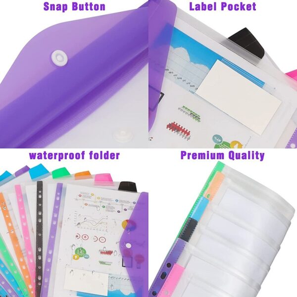 Duplex Color Waterproof A4 Folder With Snap Button & Label Pocket