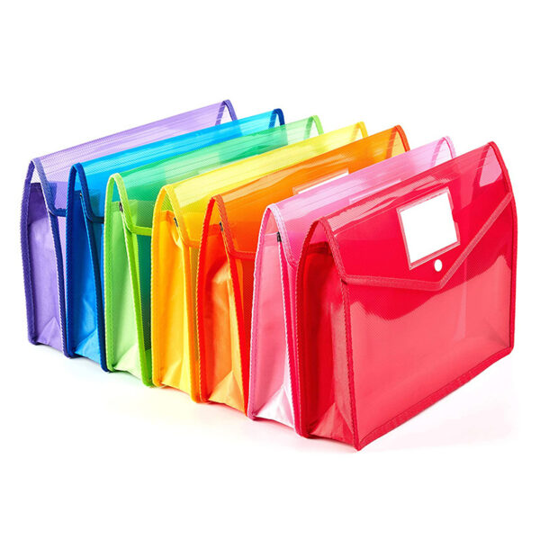 Colorful Transparent Waterproof Document Bag with Snap-Button