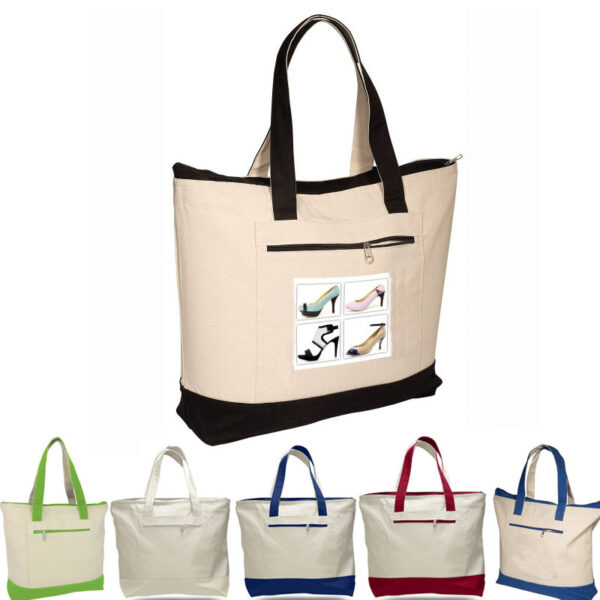 Canvas Tote Bag with Zipper-12-ounce