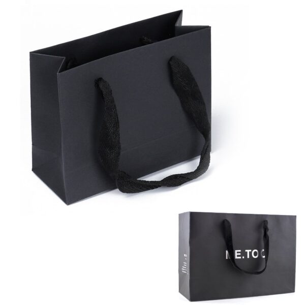 Black Paper Bag with Ribbon Handle