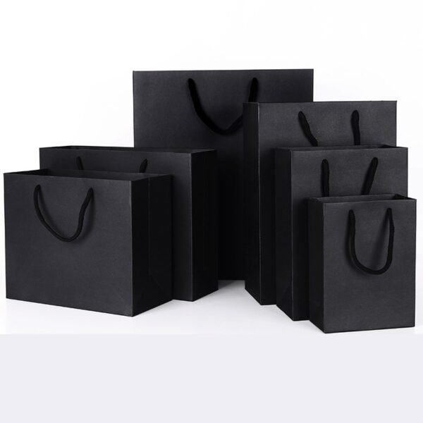 Black Paper Bag with Ribbon Handle