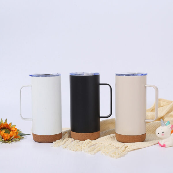 16OZ Double-Layer Stainless Steel Insulated Mug Cup with Cork Bottom