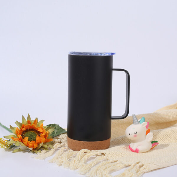 16OZ Double-Layer Stainless Steel Insulated Mug Cup with Cork Bottom