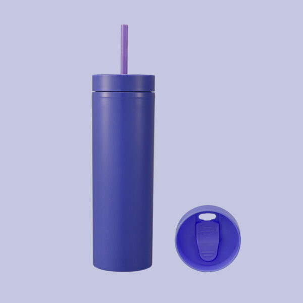 Multi Colored Double-Layer Cup With Straw 16OZ