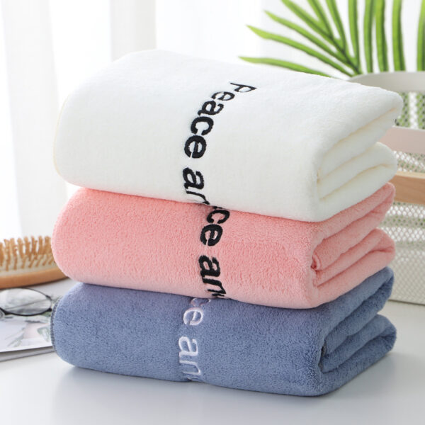 Embroidered Coral Flannel Towel