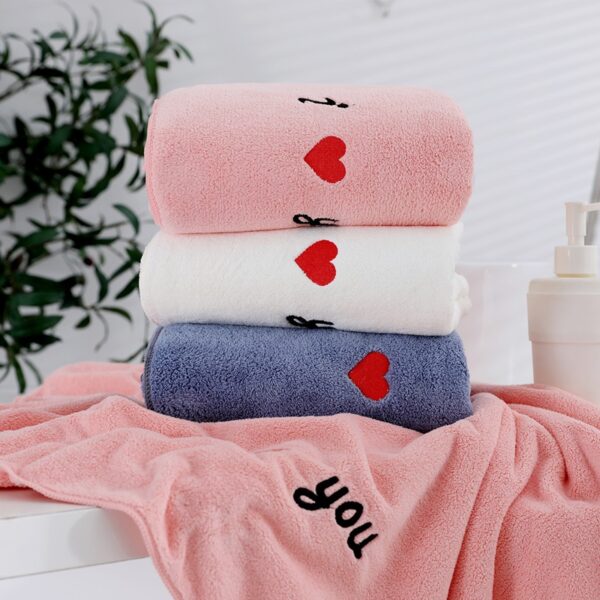 Embroidered Coral Flannel Towel