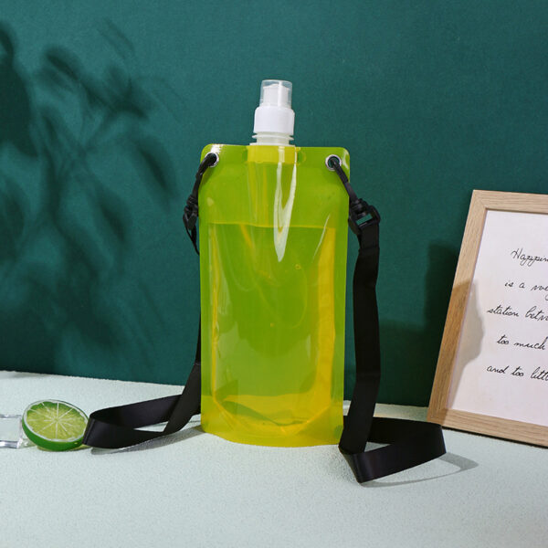 Foldable 16 oz PE Water Bottle w/Strap