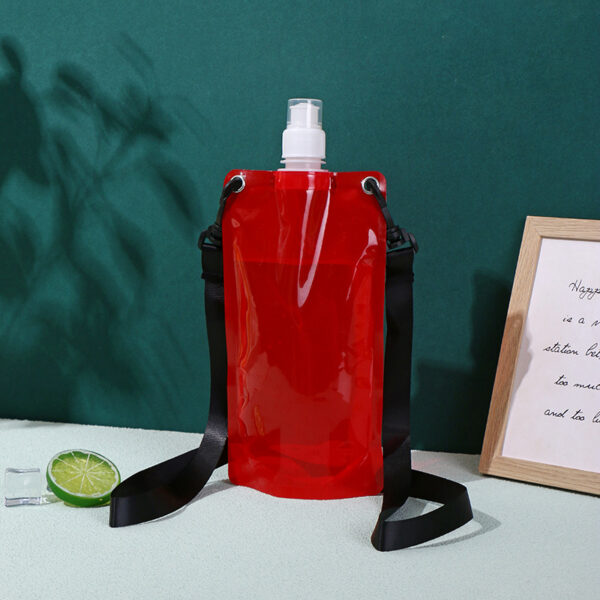 Foldable 16 oz PE Water Bottle w/Strap