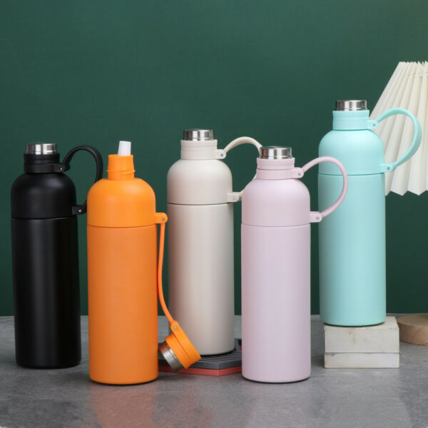 Stainless Steel 17oz Double Vacuum Bottle with Silicone Carrying Loop