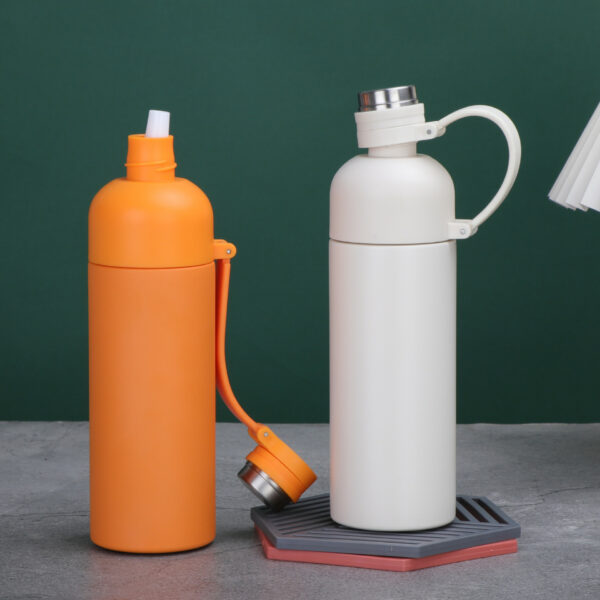 Stainless Steel 17oz Double Vacuum Bottle with Silicone Carrying Loop