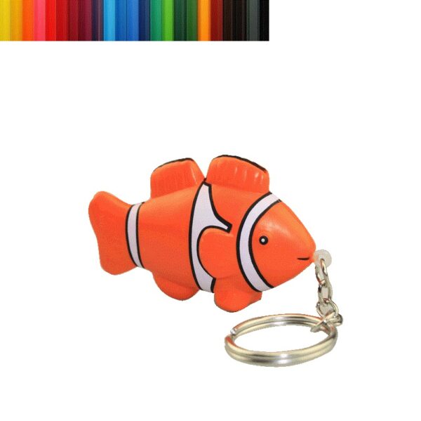 PU Foam Clown Fish Shaped Stress Reliever with Keychain