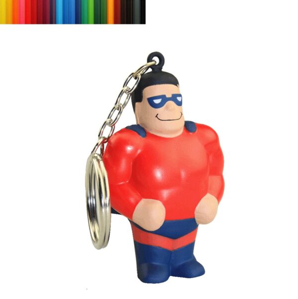 PU Foam Superhero Shaped Stress Reliever with Keychain