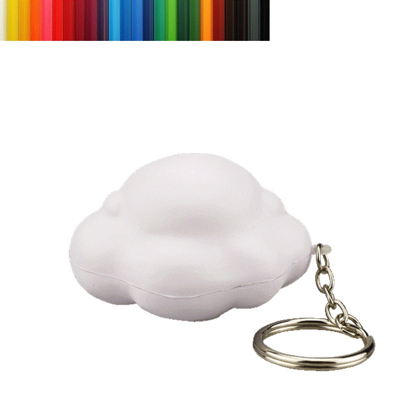 New PU Foam Cloud Shaped Stress Reliever with Keychain