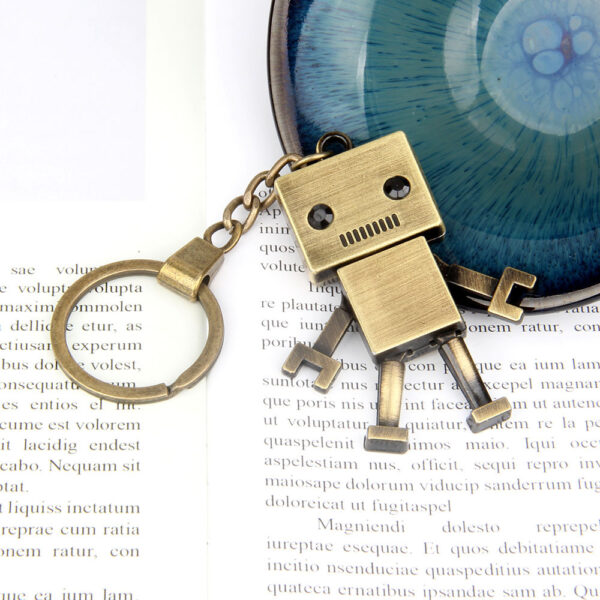 Copper Alloy Robot Keychain Pendant