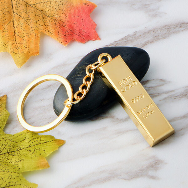 Zinc Alloy Faux Gold Bar Keychain Charm