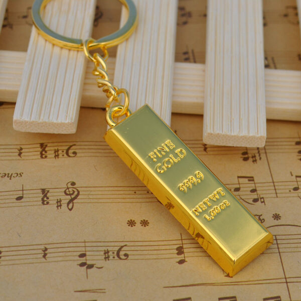 Zinc Alloy Faux Gold Bar Keychain Charm