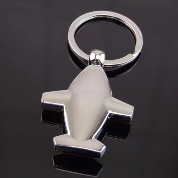 Zinc Alloy Airplane-Shaped Compass Keychain Charm