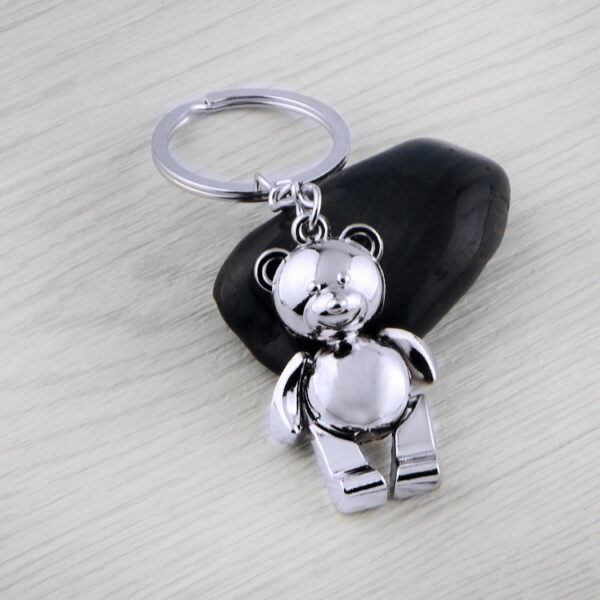 Zinc Alloy Articulated Bear Keychain Charm