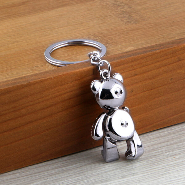 Zinc Alloy Articulated Bear Keychain Charm