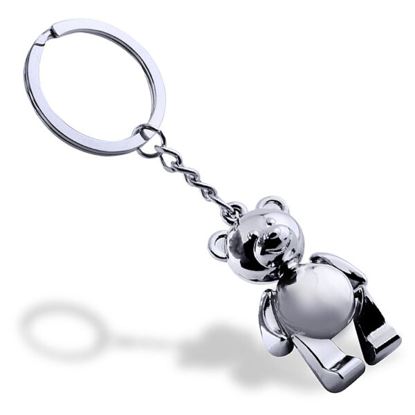 Zinc Alloy Articulated Bear Keychain Charm