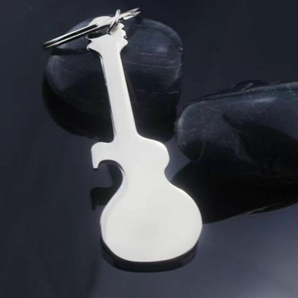 Zinc Alloy Guitar-Shaped Keychain