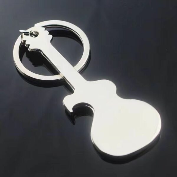 Zinc Alloy Guitar-Shaped Keychain